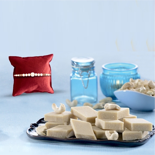 Pearl Rakhi With Amazing Kaju Katli Sweet